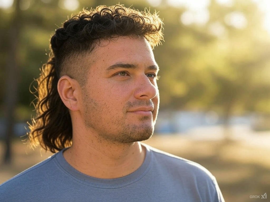 Curly Mullet Fade Haircut