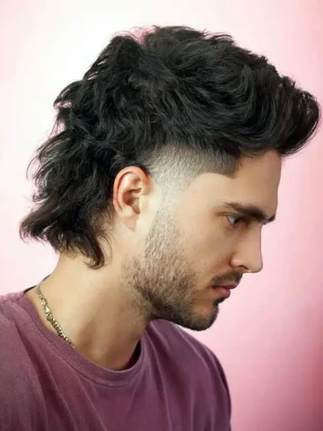 Curly Mullet Fade Haircut