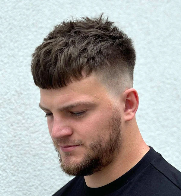 Man with French Crop Mullet Haircut