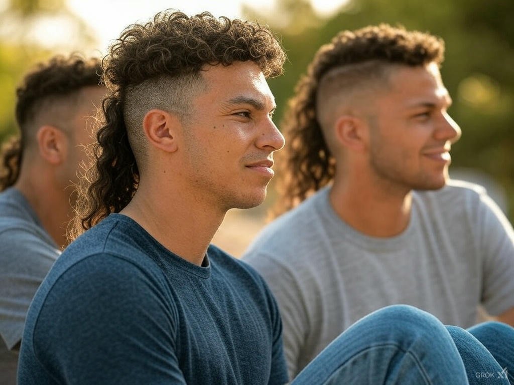 Curly Mullet Fade Haircut