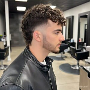 Curly Taper Mullet Fade