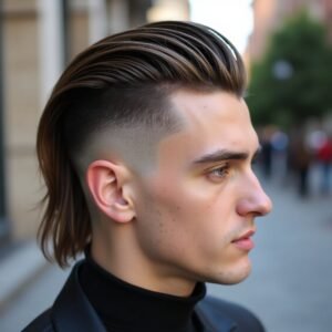 Burst Fade Mullet Straight Hair