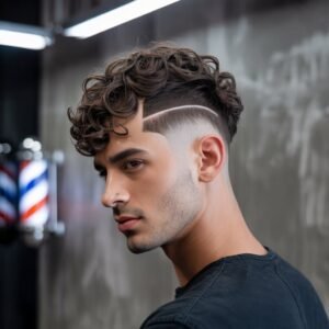 Burst Fade Mullet Curly Hair