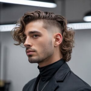 Burst Fade Mullet Wavy Hair