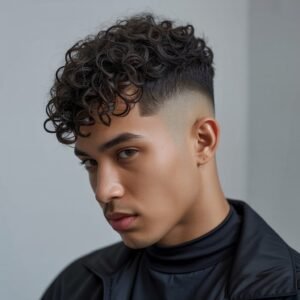 Burst Fade Mullet Curly Hair