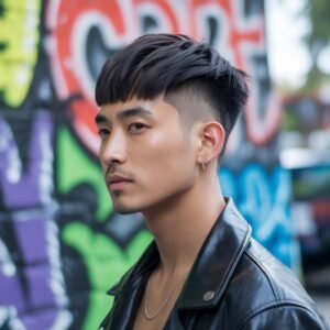 Asian Burst Fade Mullet