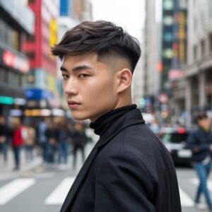 Asian Burst Fade Mullet